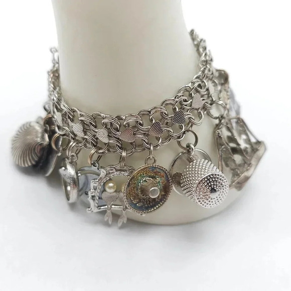 Vintage Sterling Silver Charm Bracelet Huge Travel Collection Rare 1950s 60s MCM - Picture 2 of 16